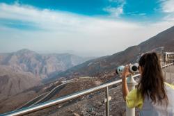 Vyhliadka na vrchore Jebel Jais v spojených arabských emirátoch.