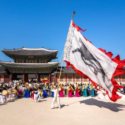 Vystúpenie v kráľovskom paláci Gyeongbokgung.