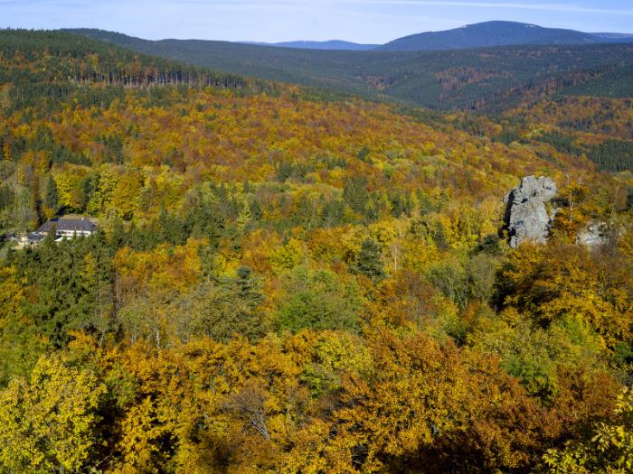 Zrúcaniny hradu Rabštej a moravská príroda. Česko.