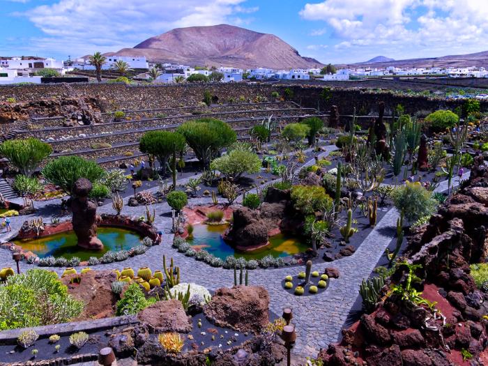 Kaktusová záhrada a sopečné hory. Lanzarote. Foto: unsplash.com