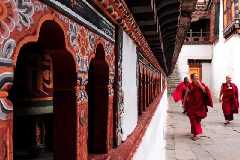 Mesto Paro a mnísi. Bután.