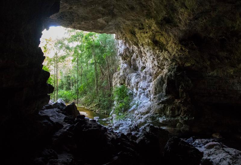 Veľký jaskynný otvor. Belize.