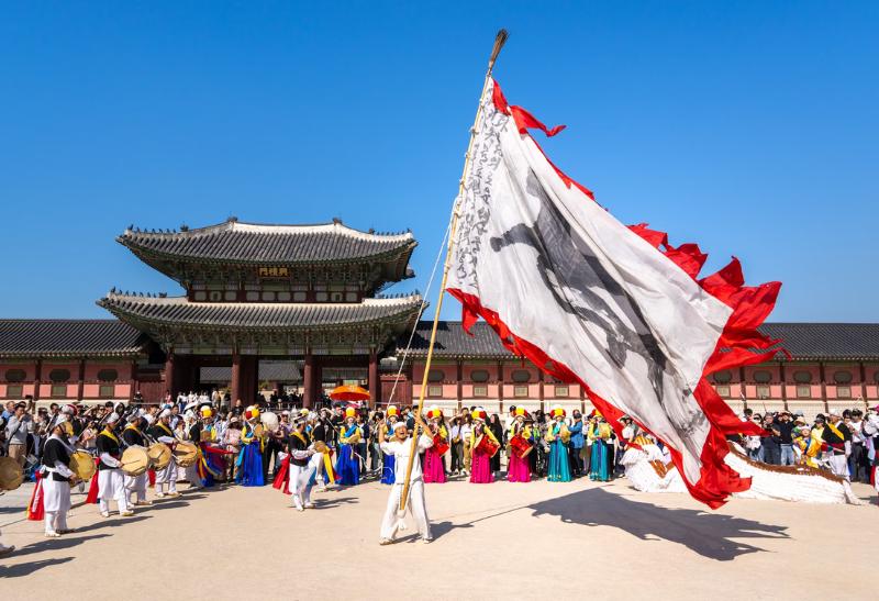 Vystúpenie v kráľovskom paláci Gyeongbokgung.